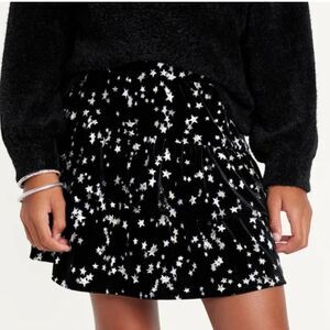 Old Navy Tiered Ruffled Black & Silver Velvet Skirt size medium